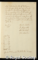 Zanotti, Eustachio: certificate of election to the Royal Society