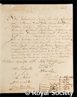Gaubius, Hieronymous David: certificate of election to the Royal Society