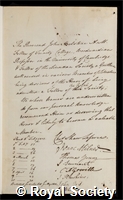 Hailstone, John: certificate of election to the Royal Society