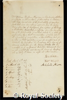 Balfour, William: certificate of candidature for the Royal Society