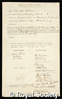 Gladstone, John Hall: certificate of election to the Royal Society