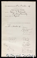Kohlrausch, Friedrich Wilhelm Georg: certificate of election to the Royal Society
