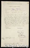 Bulloch, William: certificate of election to the Royal Society