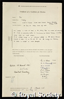 Gee, Geoffrey: certificate of election to the Royal Society