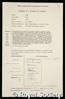 Fowden, Leslie: certificate of election to the Royal Society