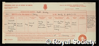 Boys, Samuel Francis: certificate of election to the Royal Society