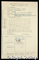 Haddow, Alexander John: certificate of election to the Royal Society