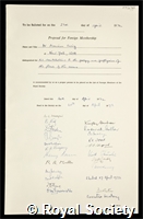 Ewing, Maurice: certificate of election to the Royal Society