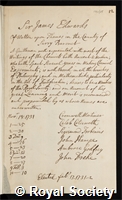 Edwards, Sir James: certificate of election to the Royal Society