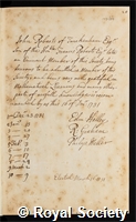 Robartes, John: certificate of election to the Royal Society