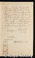 Pfutschner, Baron: certificate of election to the Royal Society