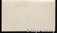 Houstoun, William: certificate of election to the Royal Society