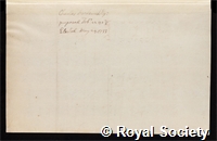 Frederick, Sir Charles: certificate of election to the Royal Society