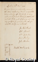 Ouchterlony, Alexander: certificate of election to the Royal Society