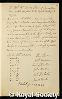 Shaw, Thomas: certificate of election to the Royal Society