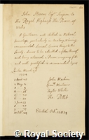 Stevens, John: certificate of election to the Royal Society