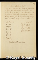 Spilman, James: certificate of election to the Royal Society