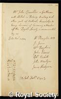 Chandler, John: certificate of election to the Royal Society