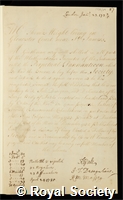 Wright, Thomas: certificate of candidature to the Royal Society