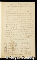 Celsius, Andreas: certificate of election to the Royal Society