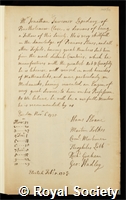 Fawconer, Jonathan: certificate of election to the Royal Society