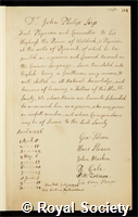 Seip, Johann Philip: certificate of election to the Royal Society