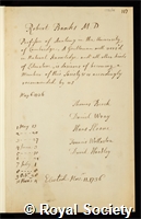 Bankes, Robert: certificate of election to the Royal Society