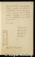 Smith, Edward: certificate of election to the Royal Society