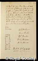 Bernard, John Peter: certificate of election to the Royal Society