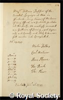 Filenius, Petrus: certificate of election to the Royal Society