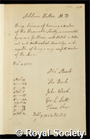 Hutton, Addison: certificate of election to the Royal Society