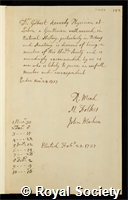 Kennedy, Gilbert: certificate of election to the Royal Society
