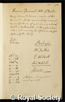 Bernard, Hermann: certificate of election to the Royal Society
