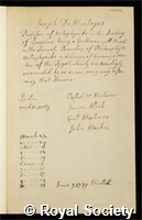 Montagny, Joseph de: certificate of election to the Royal Society