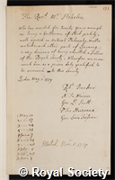Stehelin, John Peter: certificate of election to the Royal Society
