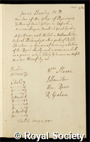 Hawley, James: certificate of election to the Royal Society