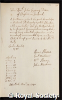 Copping, John: certificate of election to the Royal Society