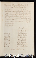Lieberkuhn, Johann Nathaniel: certificate of election to the Royal Society