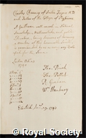 Chauncy, Charles: certificate of election to the Royal Society