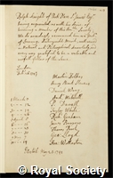 Knight, Ralph: certificate of election to the Royal Society