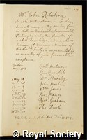 Robertson, John: certificate of election to the Royal Society
