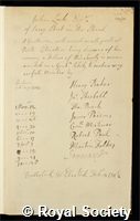 Lock, John: certificate of election to the Royal Society