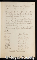 Bowman, Walter: certificate of election to the Royal Society
