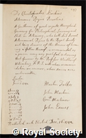 Kirch, Christfried: certificate of election to the Royal Society