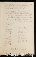 Lyttelton, Charles: certificate of election to the Royal Society
