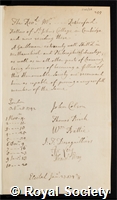 Rutherford, Thomas: certificate of election to the Royal Society