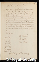 Henricksen, Henry: certificate of election to the Royal Society