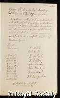 Shelvocke, George: certificate of election to the Royal Society
