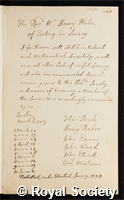 Miles, Henry: certificate of election to the Royal Society