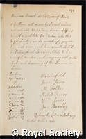 Voltaire, Francois Marie Aroyet de: certificate of election to the Royal Society